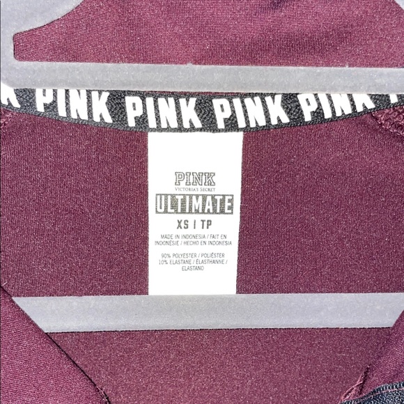 PINK Victoria's Secret Maroon and Black Quarter Zip-Up - Picture 4 of 4